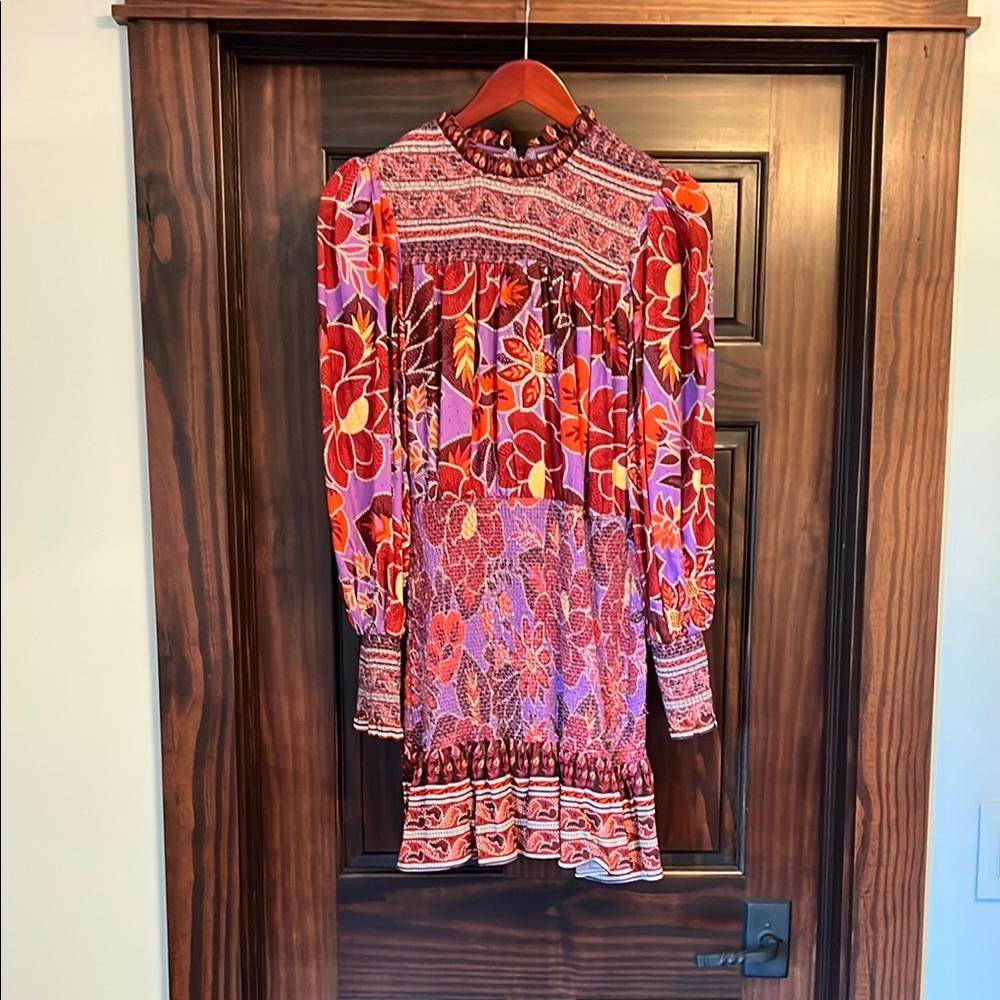 Farm Rio Size Medium Long Sleeve Floral Smocked Dress NWT